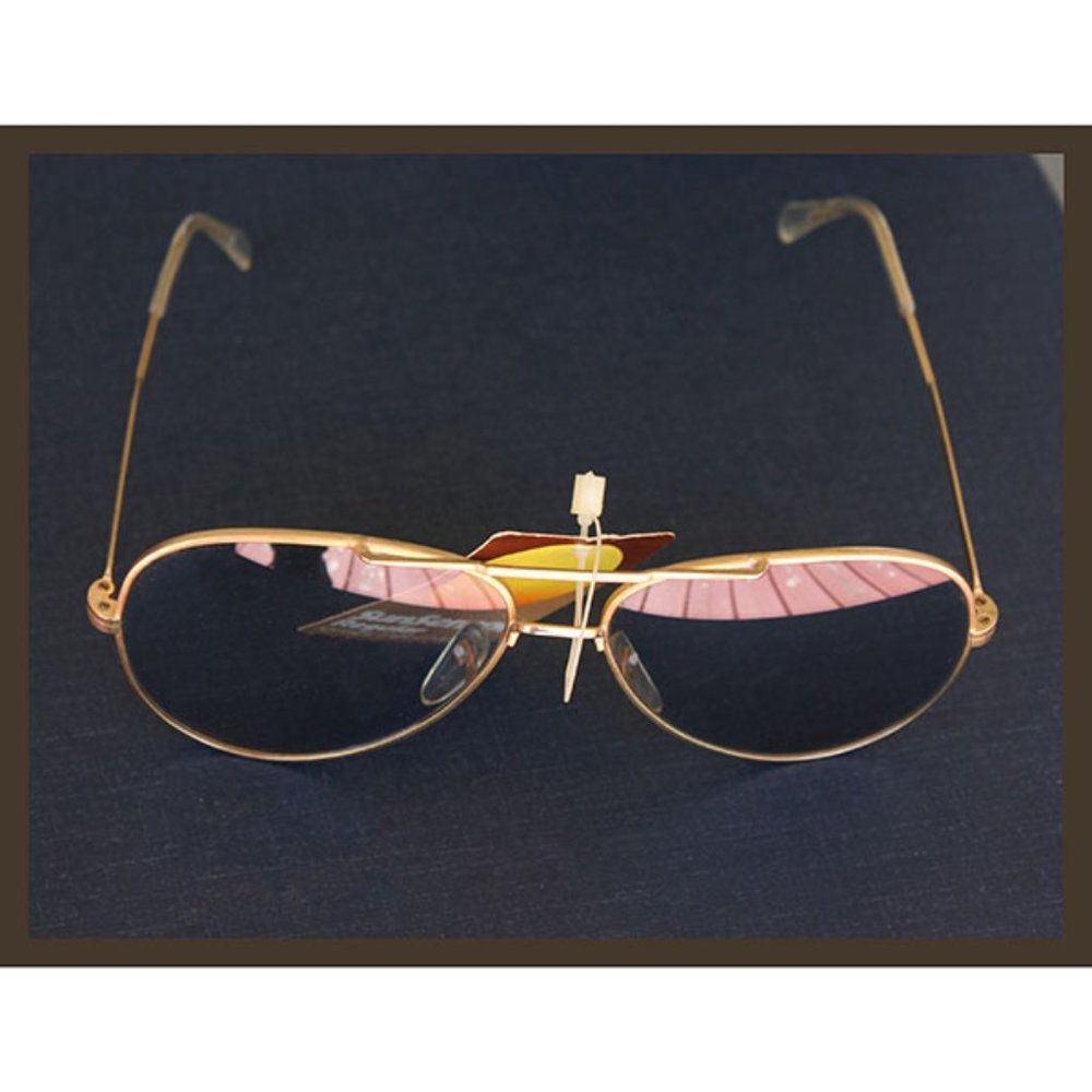 rare Foreign Intrigue Sunsensor gold-tone aviator metal sunglasses - NWT